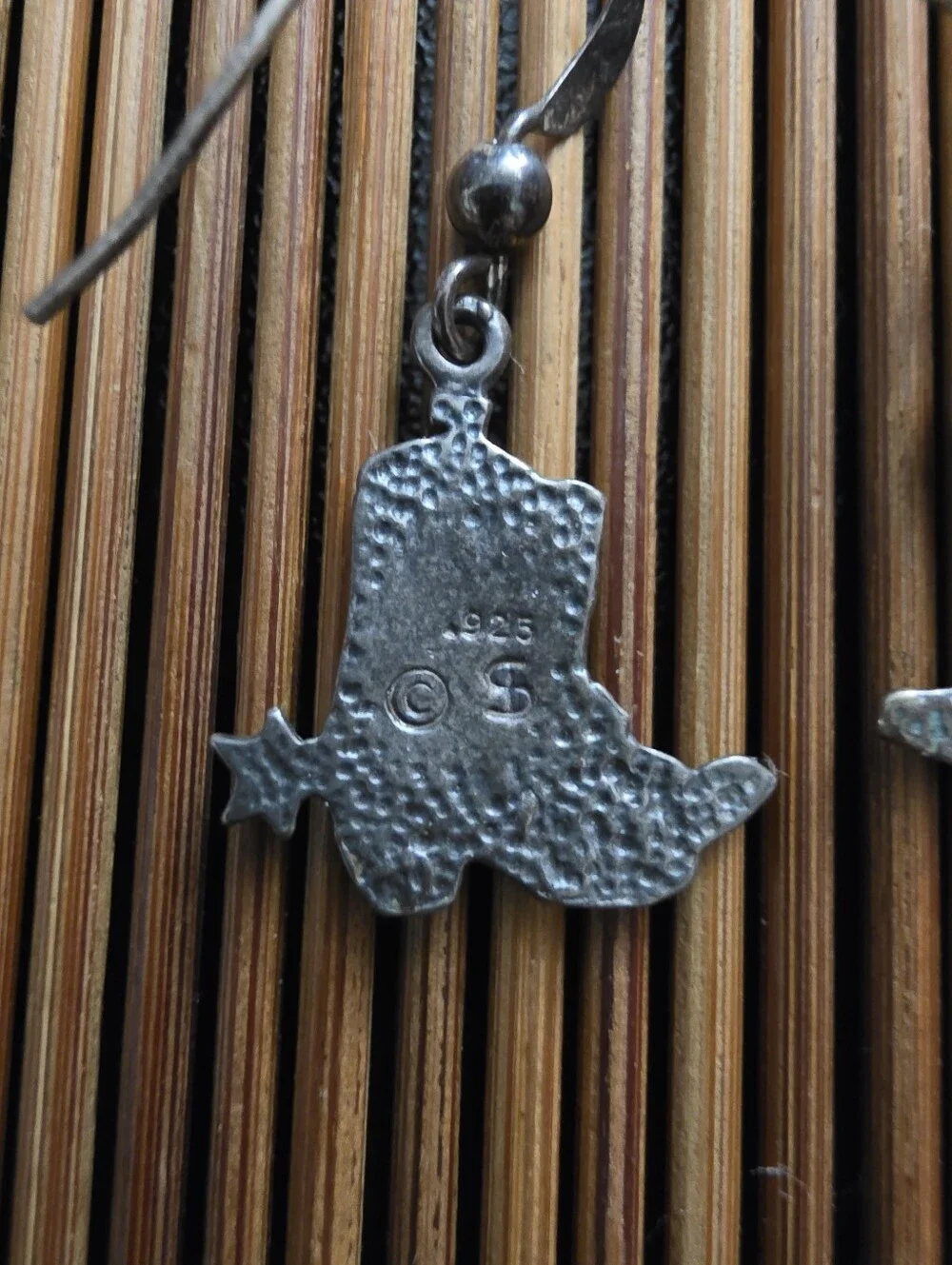925 Silver Cowgirl Boots Dangle Earrings (Vintage)